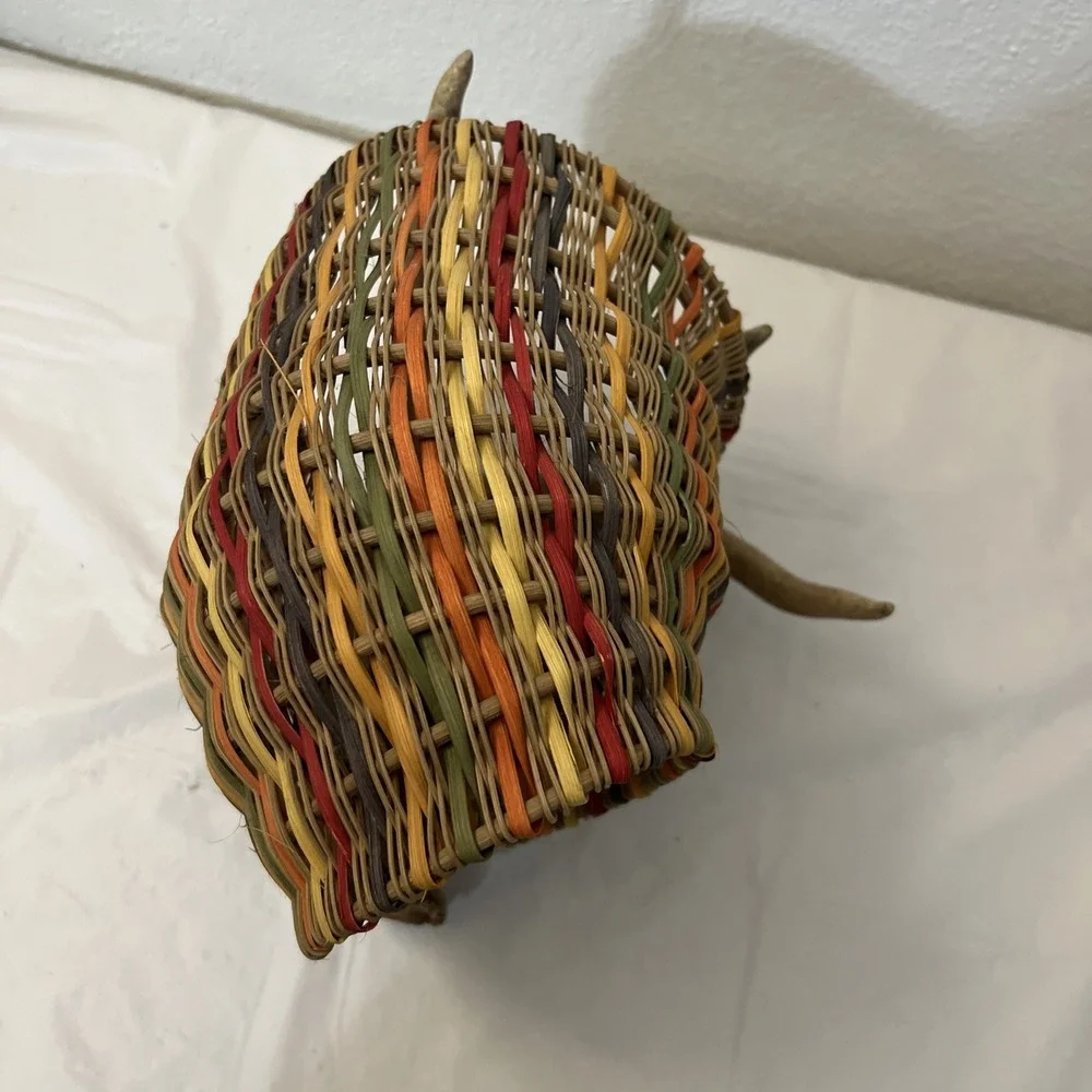 Antler Reed Basket Woven Exhibition Piece Art Rustic Lodge Decor 11x9 Sculpture